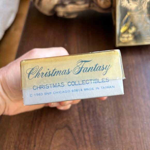 2 Vintage 18K Gold Plated Brass Christmas Ornaments By Christmas Fantasy in Box - Picture 4 of 7